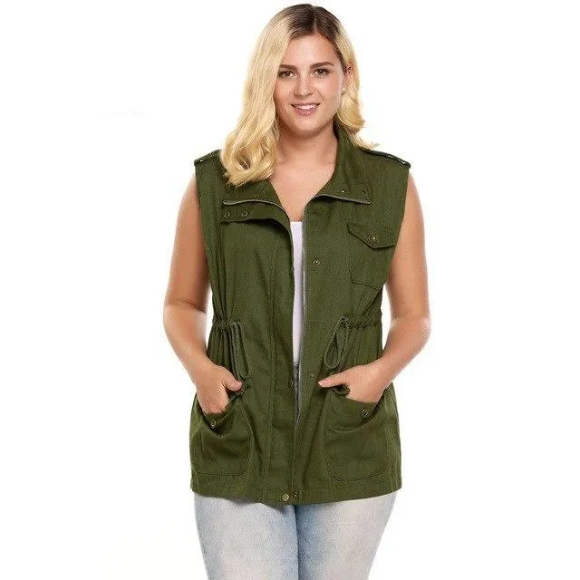 ANALUKE Military Cargo Ladies Vest Coat