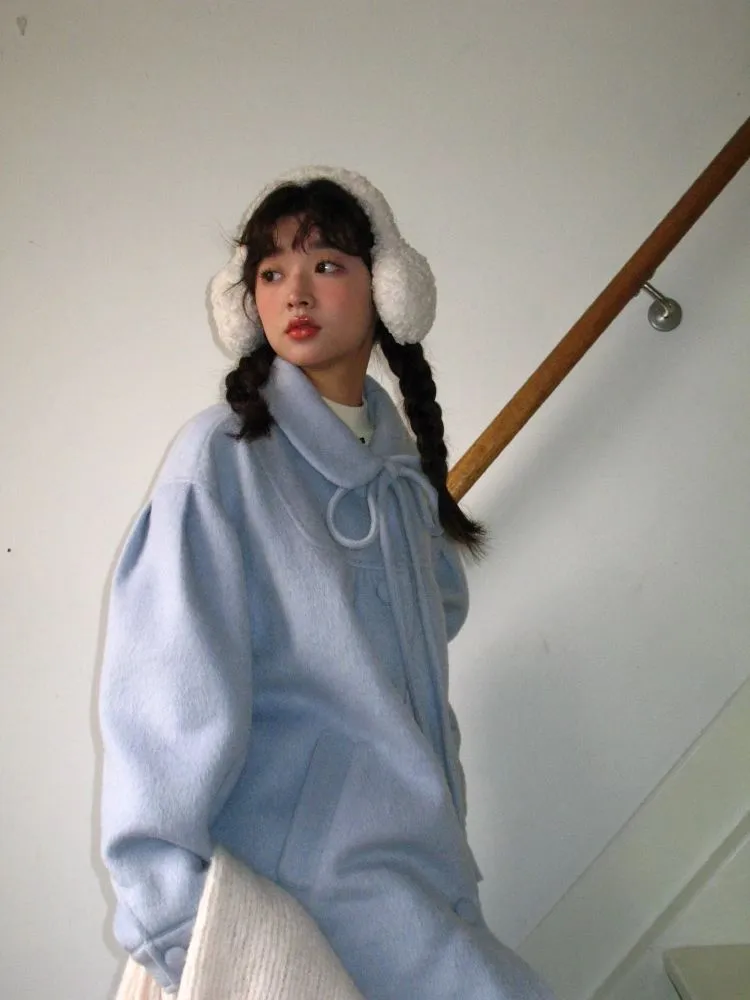 Aqua blue tweed coat【s0000005877】