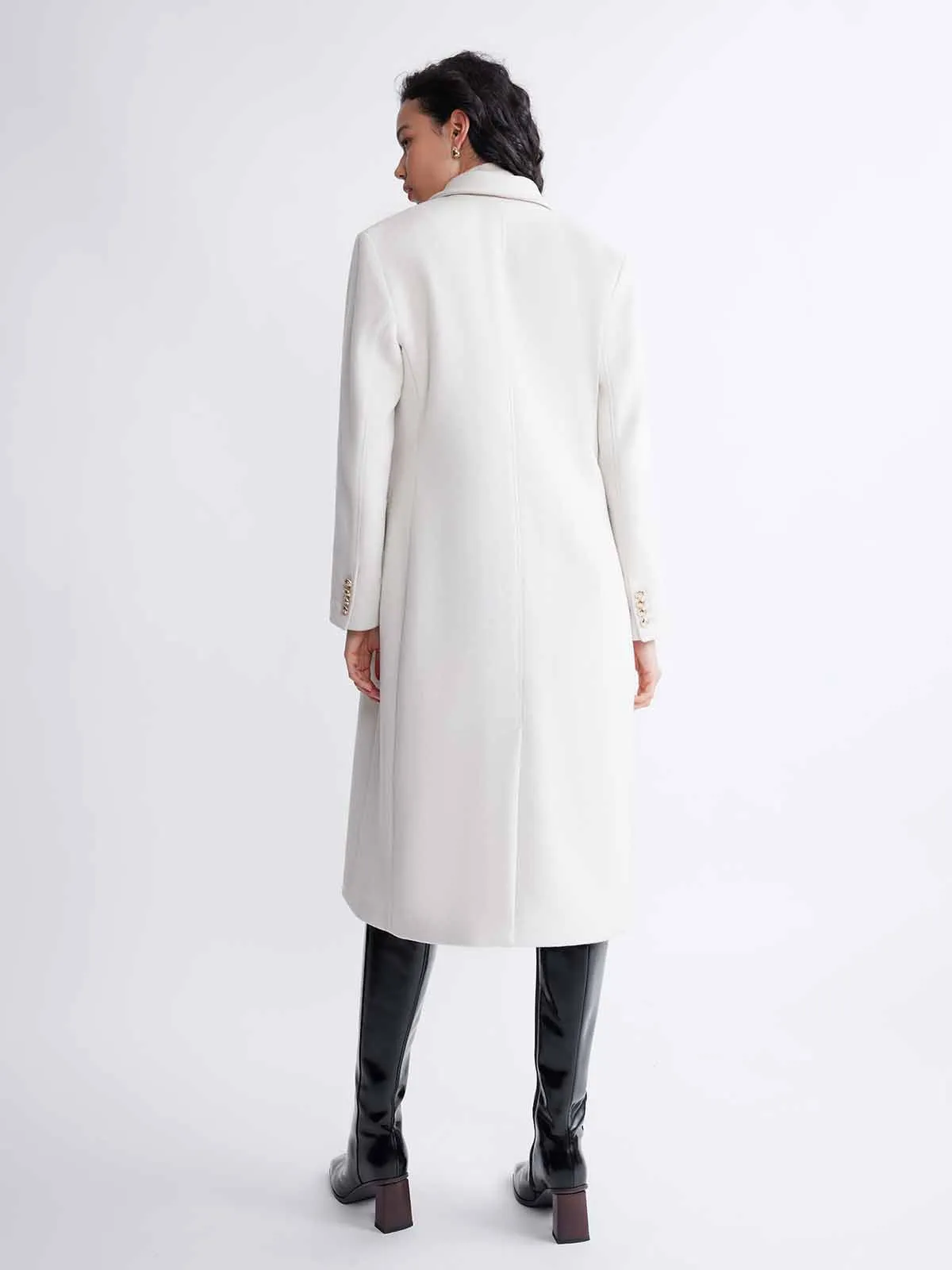 ASOBIO Classic Straight-Fitting Double-Breasted Soft Wool Coat