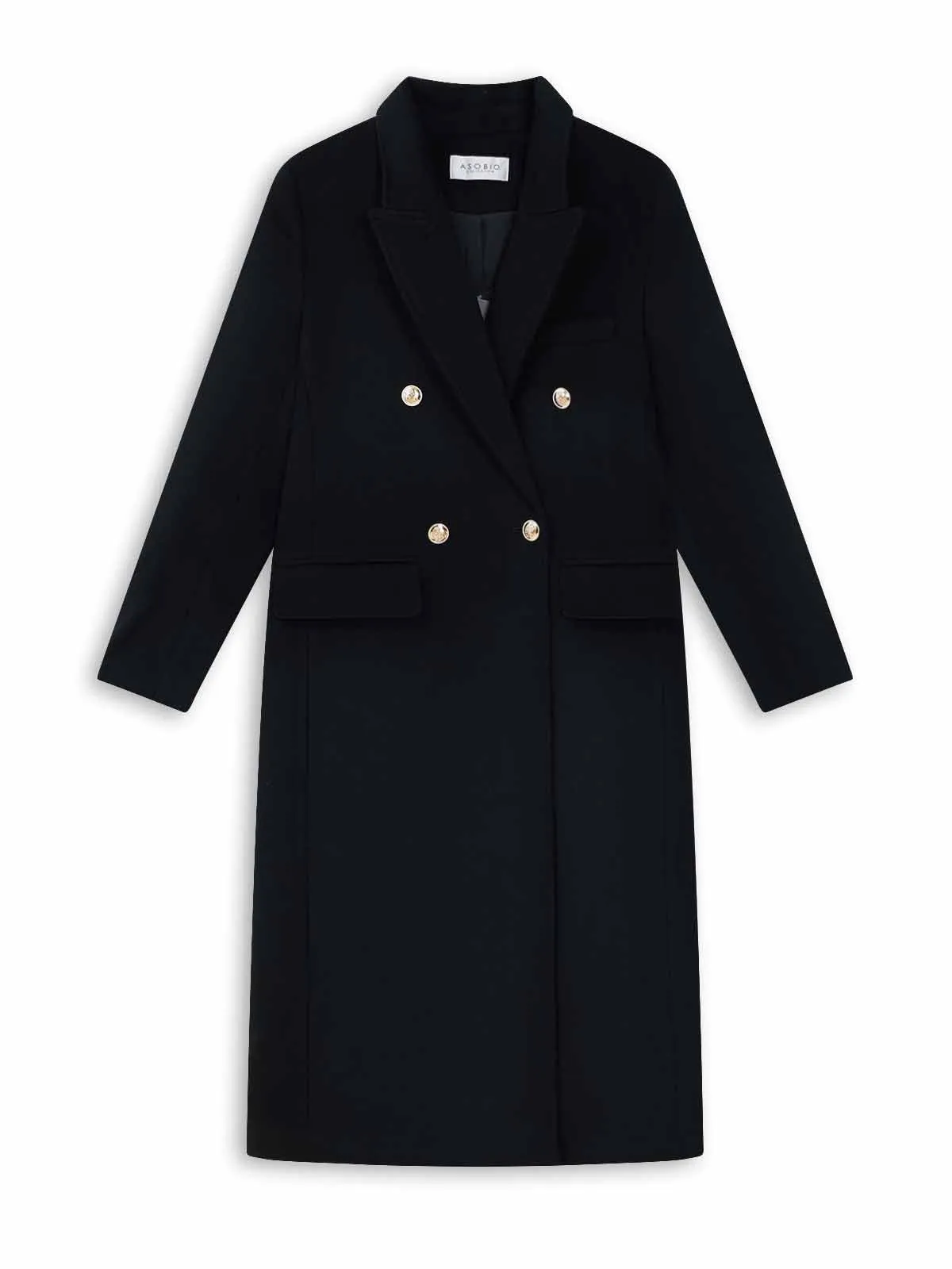 ASOBIO Classic Straight-Fitting Double-Breasted Soft Wool Coat