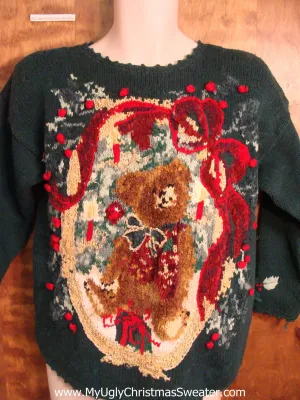 Best 80s Bear and Bows Ugly Christmas Sweater