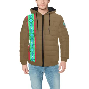 Blanket Strip Earth Men's Padded Hooded Jacket