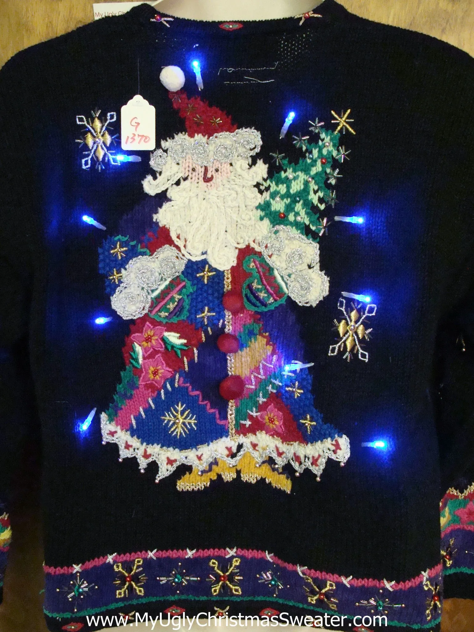 Bling Alert! 2sided Santa Ugly Christmas Sweater with Lights