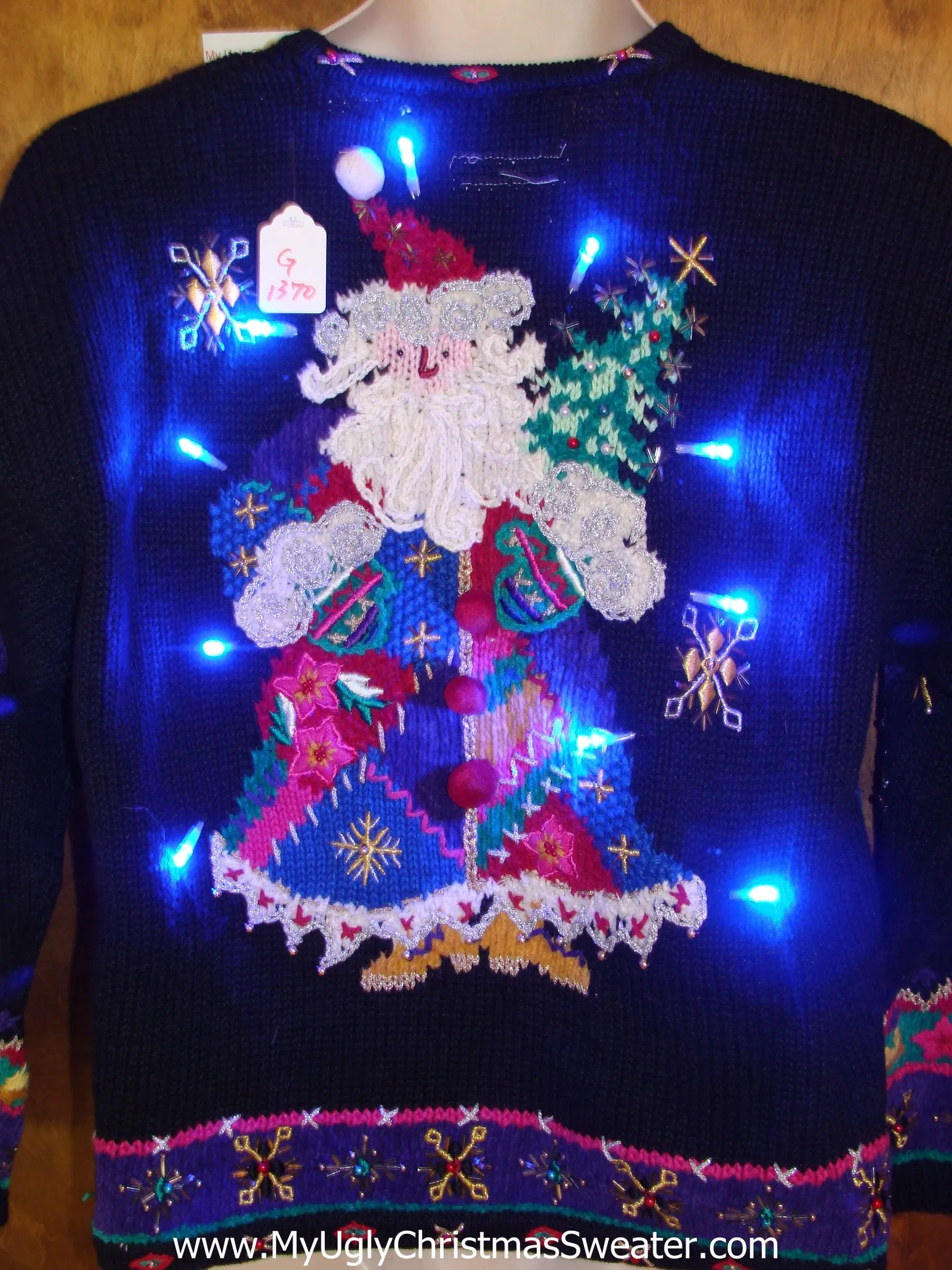 Bling Alert! 2sided Santa Ugly Christmas Sweater with Lights