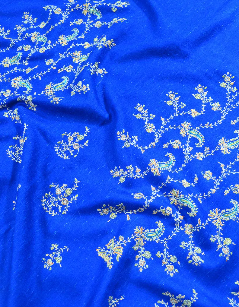 Blue Pashmina Shawl With Sozni Work 6818