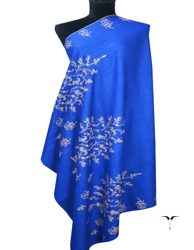 Blue Pashmina Shawl With Sozni Work 6818