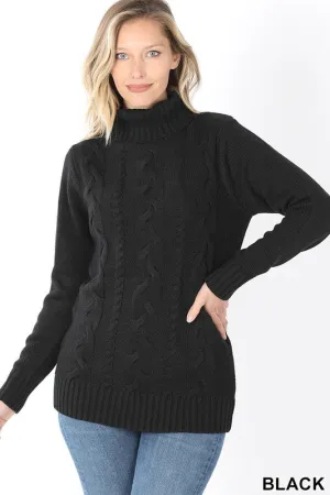 Braided Turtleneck Sweater