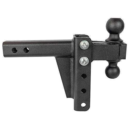 BulletProof Hitches 2.0" Adjustable Medium Duty (14,000lb Rating) 4" Drop/Rise Trailer Hitch with 2" and 2 5/16" Dual Ball (Black Textured Powder Coat)