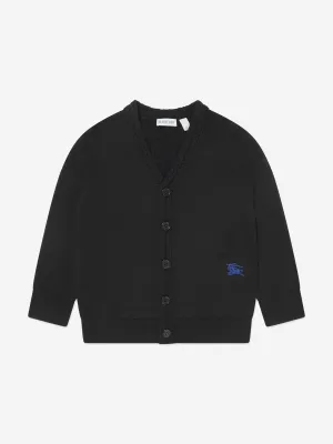 Burberry Boys Wool Knit Graham Cardigan in Black