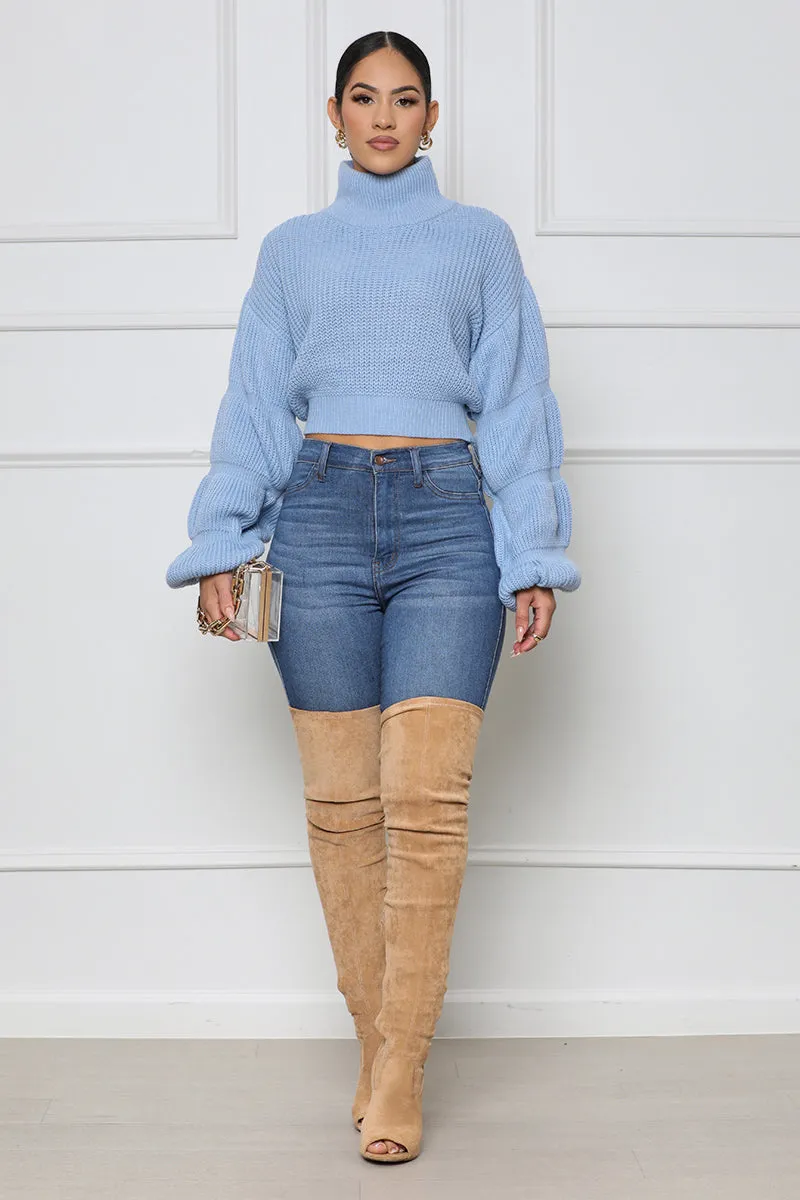 Burst Your Bubble Cropped Sweater (Blue)- FINAL SALE