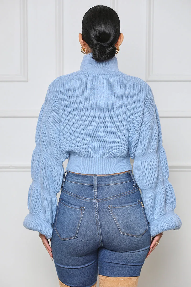 Burst Your Bubble Cropped Sweater (Blue)- FINAL SALE