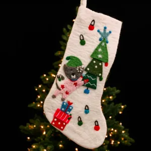 Colorful Felt Cat Holiday Gifts Stocking