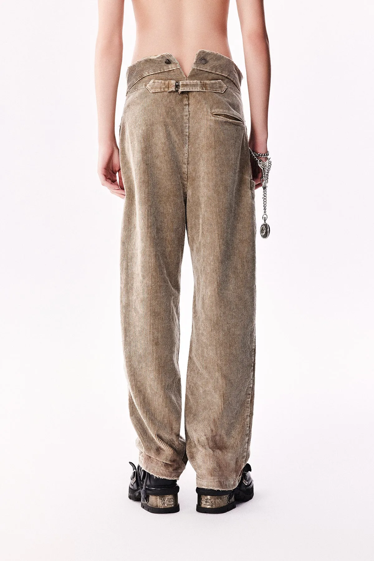 Damaged Embroidery Corduroy Casual Pants