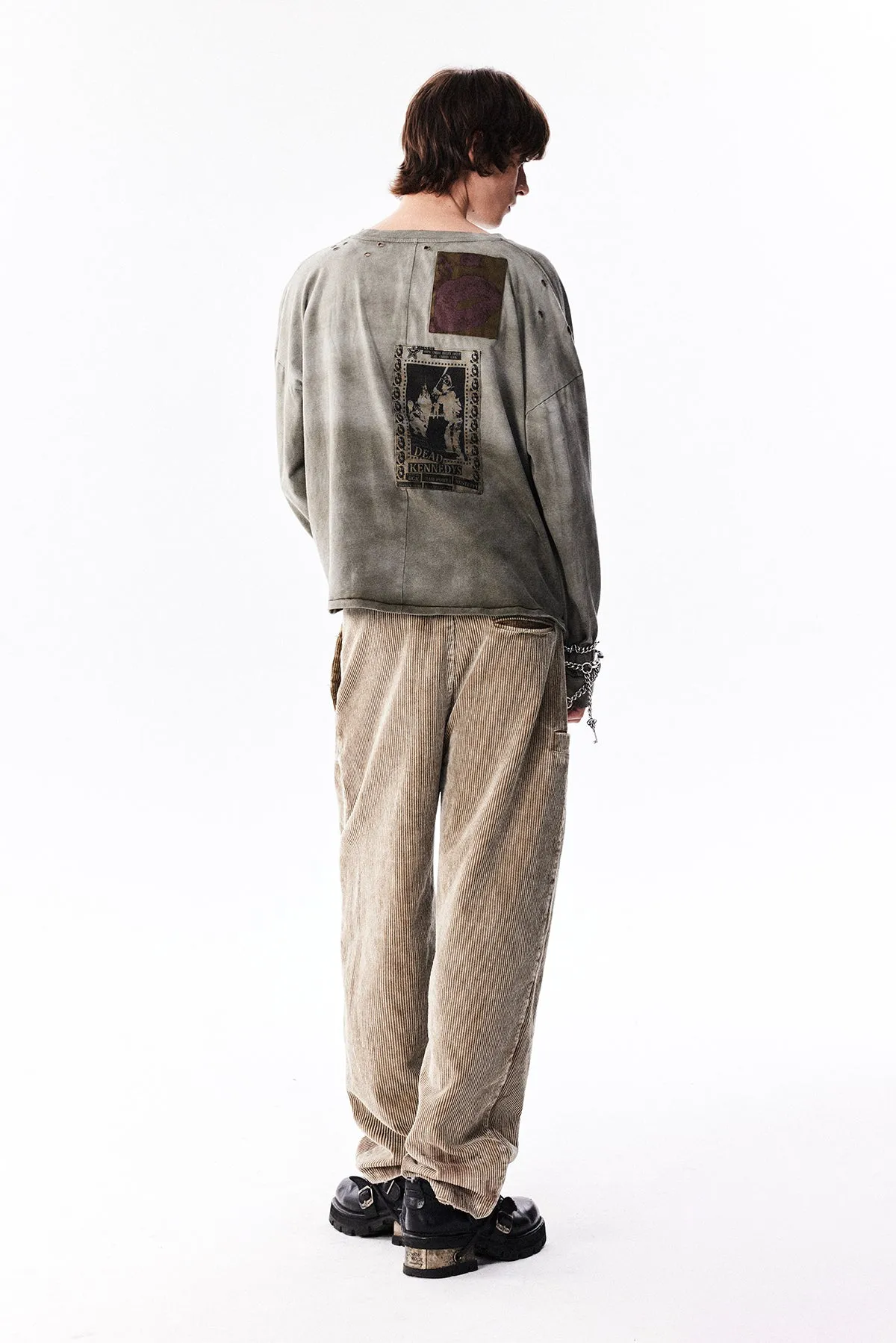 Damaged Embroidery Corduroy Casual Pants