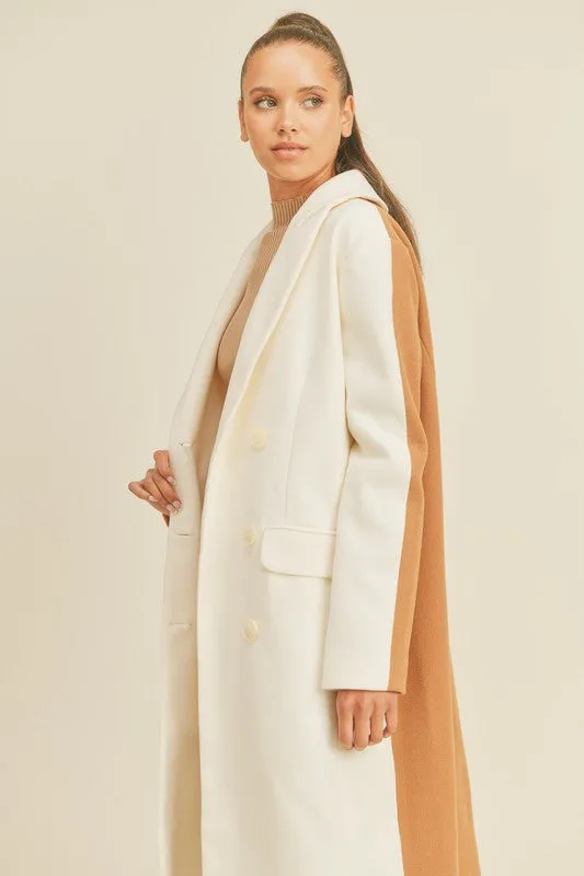 Double Standard Long Color Block Coat