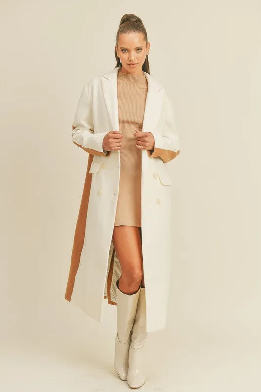 Double Standard Long Color Block Coat