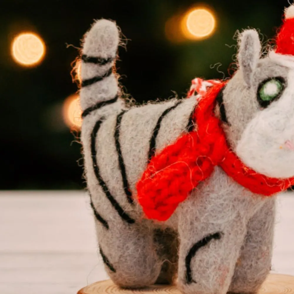 Felt Cat Holiday Figurine