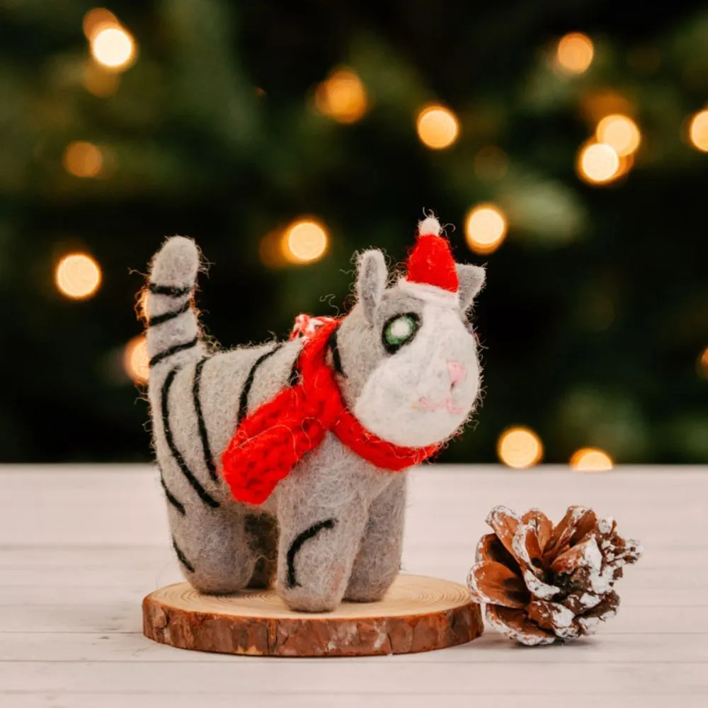 Felt Cat Holiday Figurine