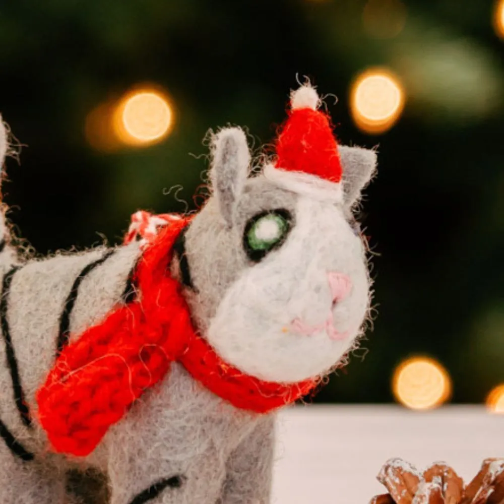 Felt Cat Holiday Figurine