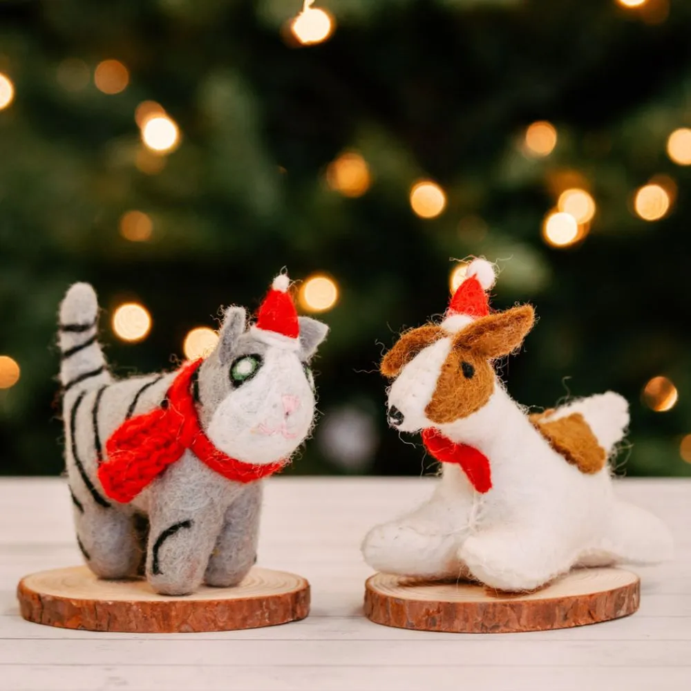 Felt Cat Holiday Figurine