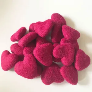 Felt Hearts Rose Red