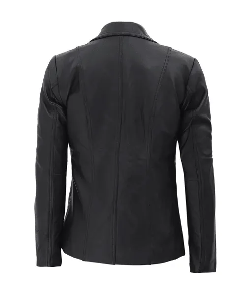 Fit Style Women's Black Leather Blazer Jacket