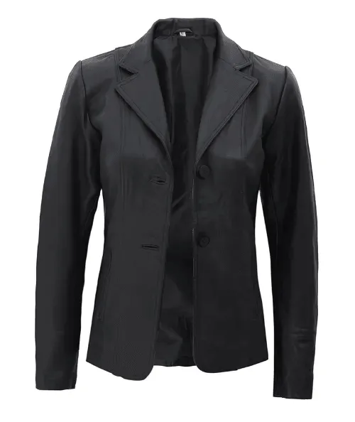 Fit Style Women's Black Leather Blazer Jacket