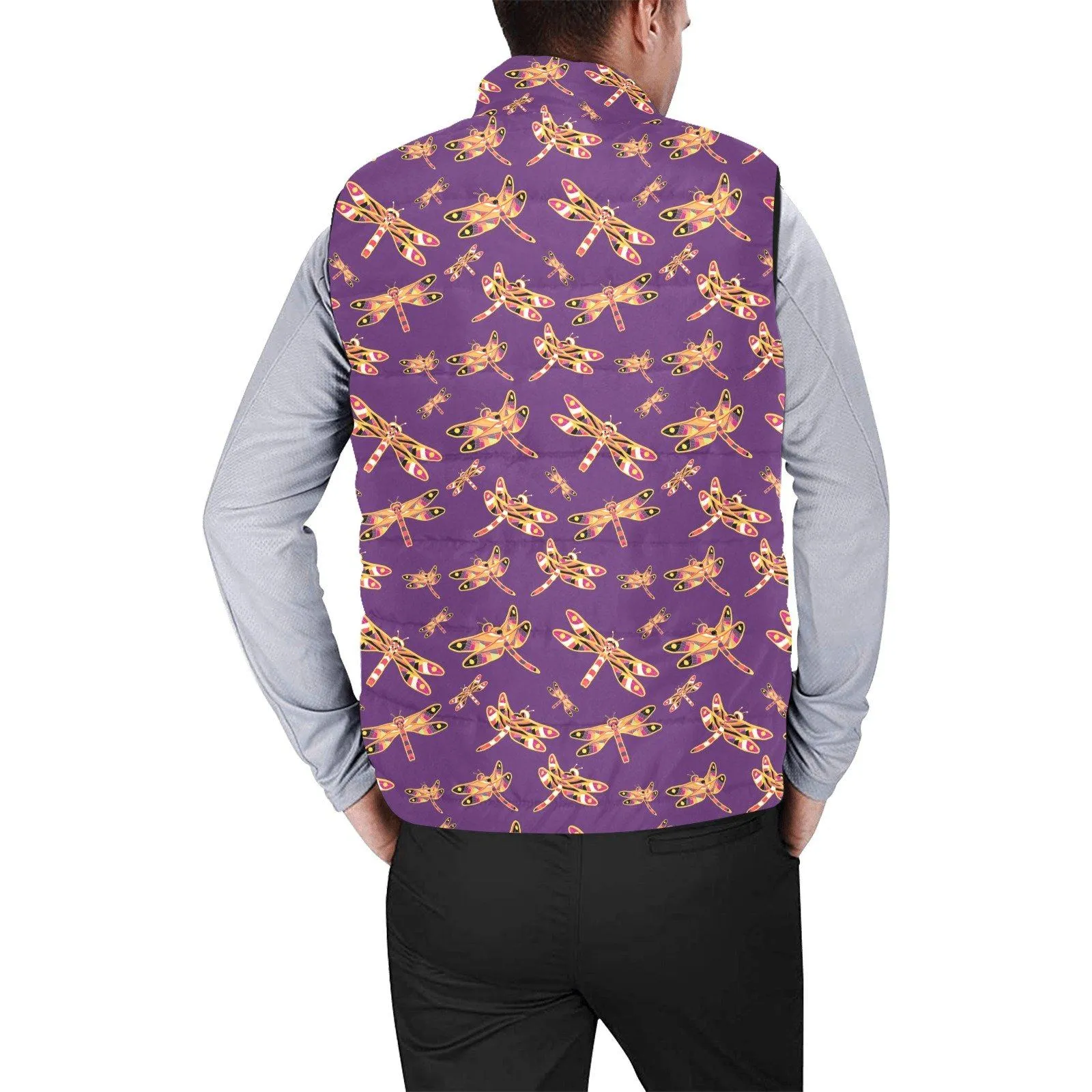 Gathering Yellow Purple Men's Padded Vest Jacket