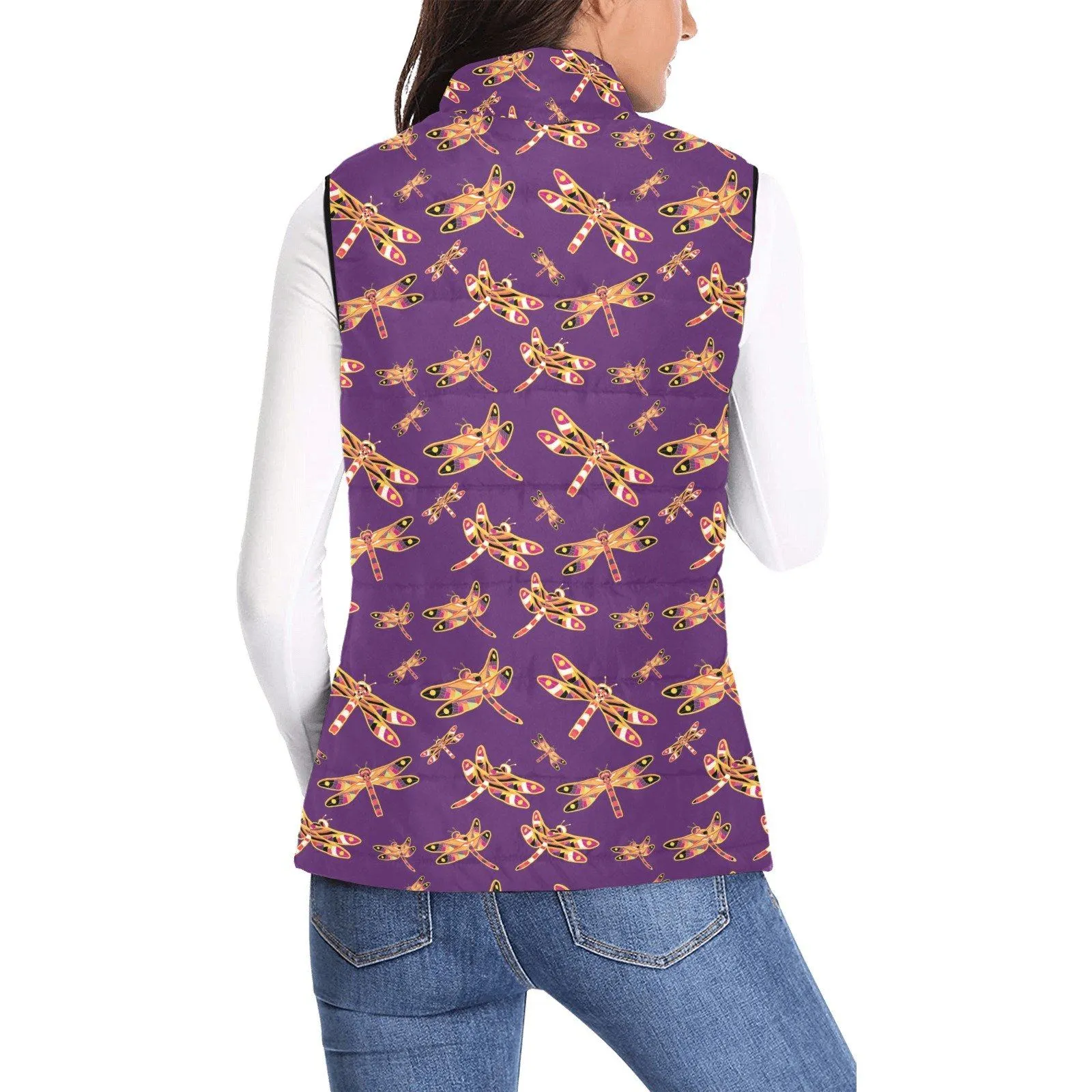 Gathering Yellow Purple Women's Padded Vest Jacket