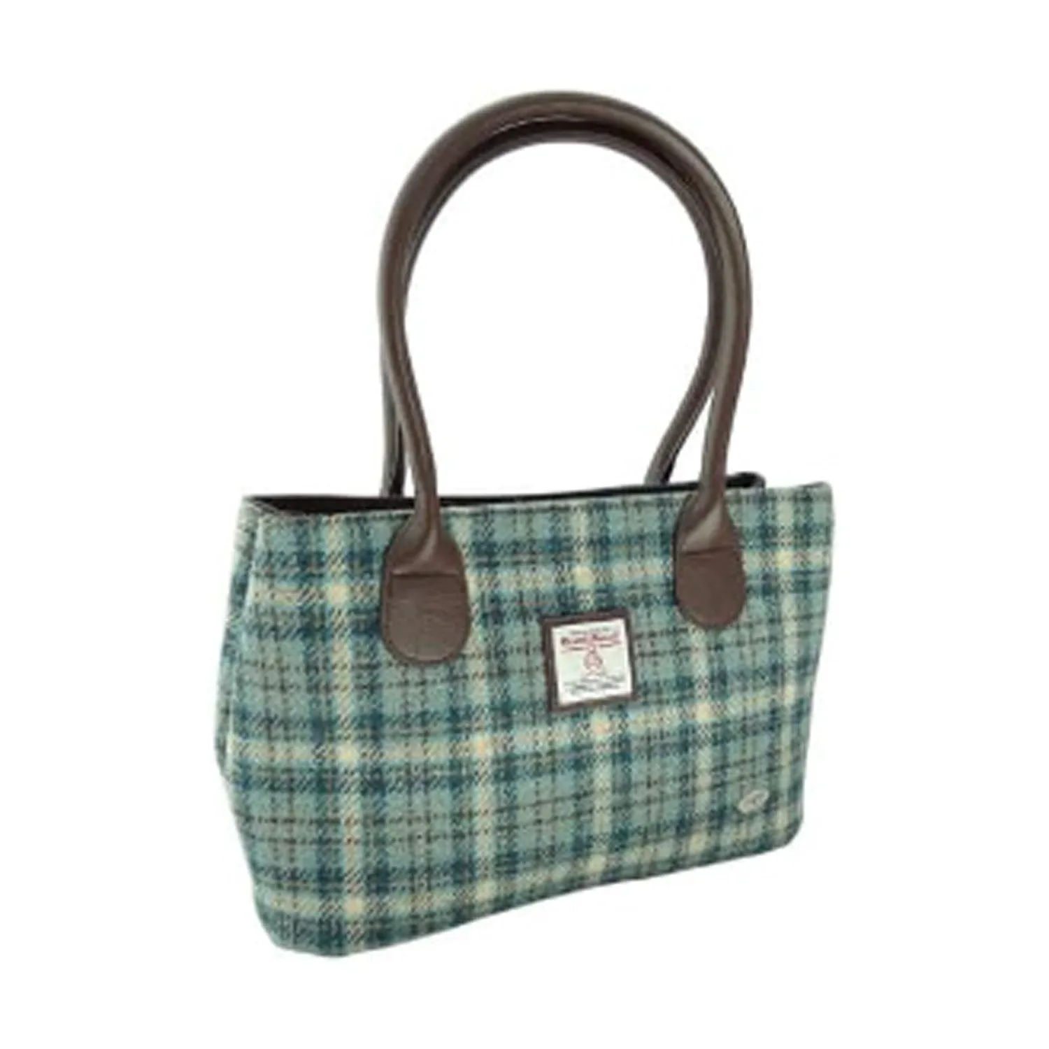 Harris Tweed Classic Handbag Duck Egg Cream Chk