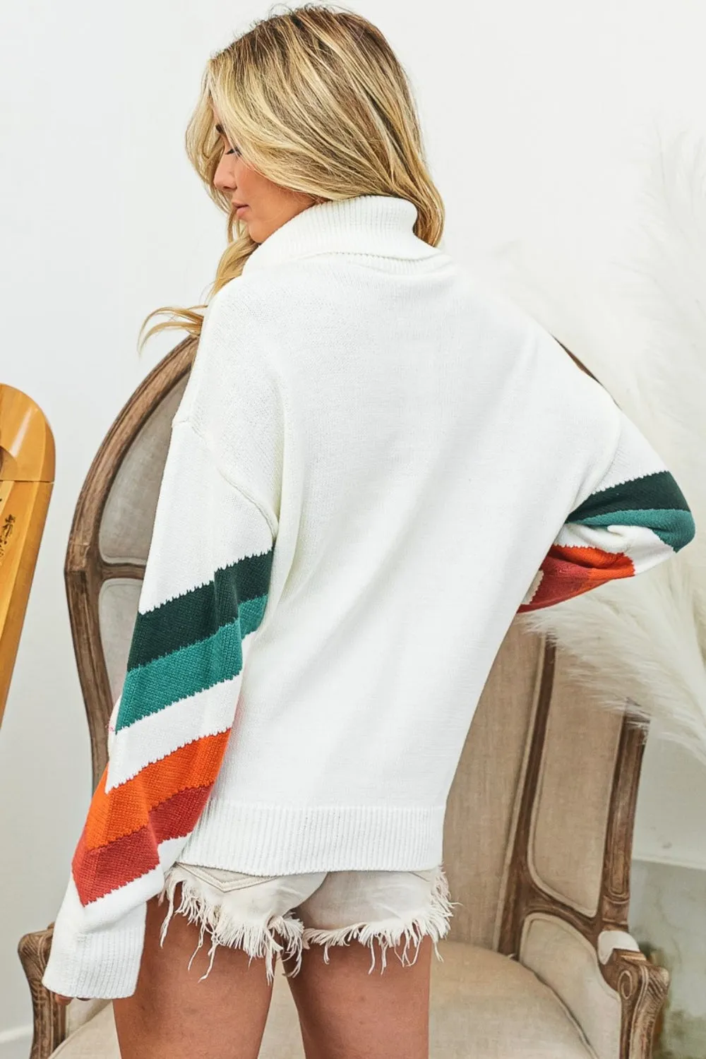 Hot Girl Chevron Half Zip Sweater