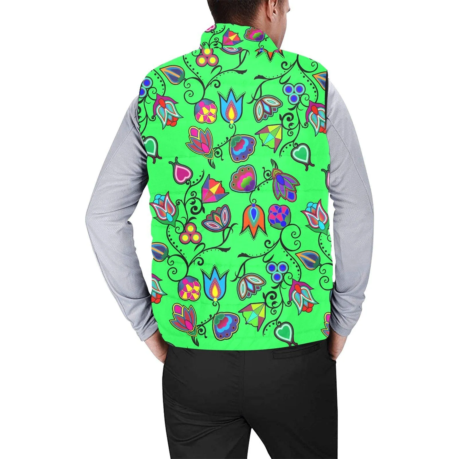 Indigenous Paisley Green Men's Padded Vest Jacket