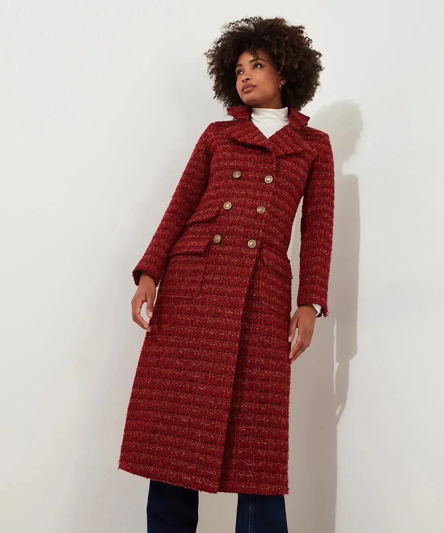 Joe Browns 16 Burnt Orange Maya Tweed Maxi Coat