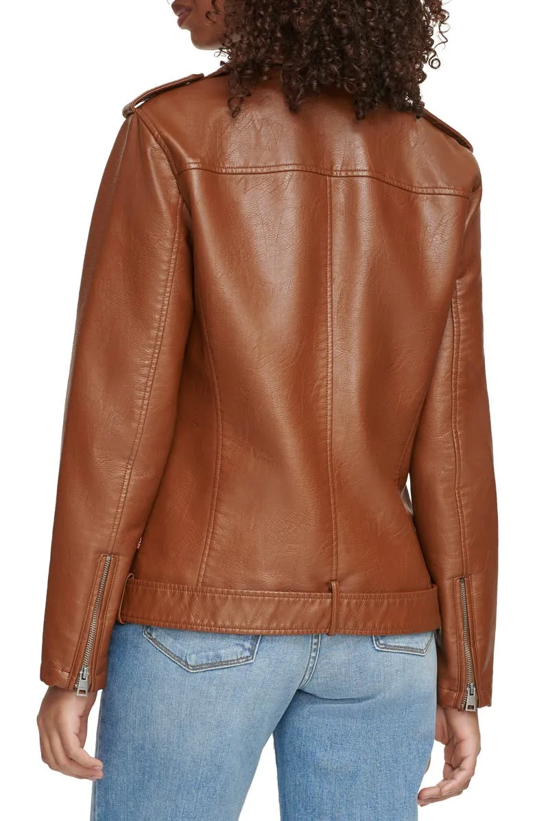 Longline Belted Faux Leather Moto Jacket