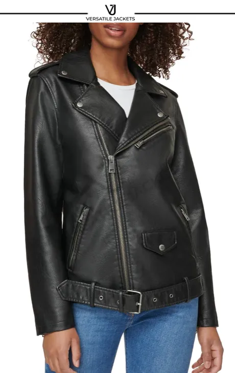 Longline Belted Faux Leather Moto Jacket