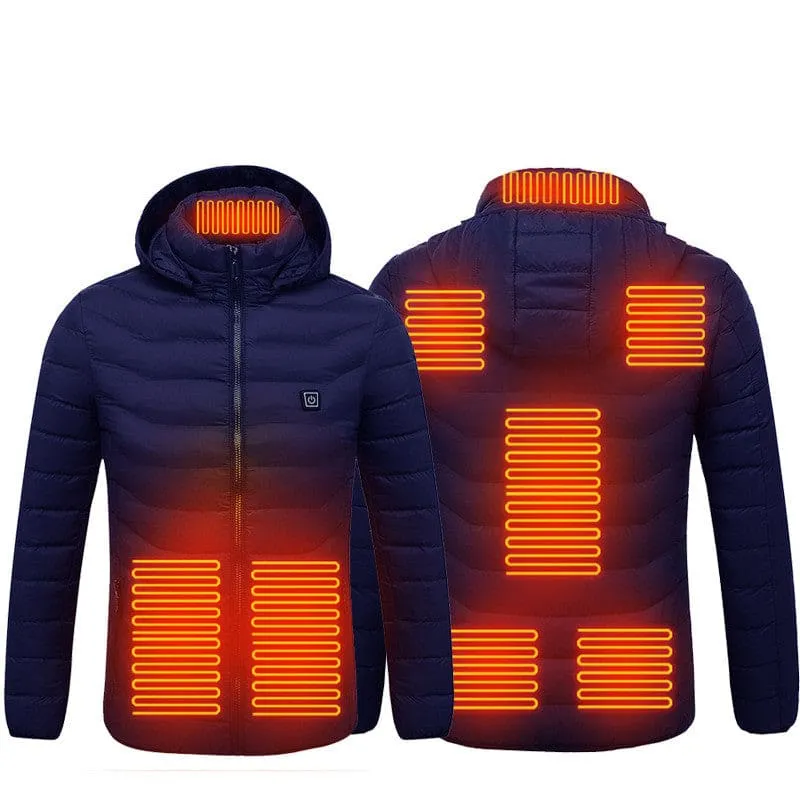 Men Fast Self-Heating USB Charger Hooded Winter Coat