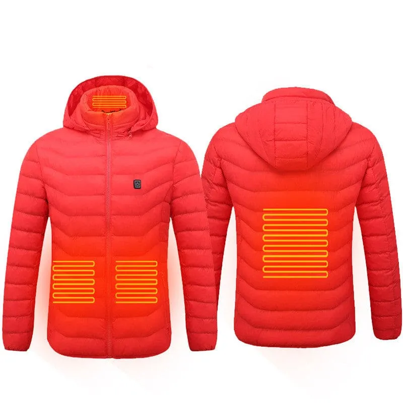 Men Fast Self-Heating USB Charger Hooded Winter Coat