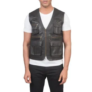 Mens Brown Leather Safari Vest