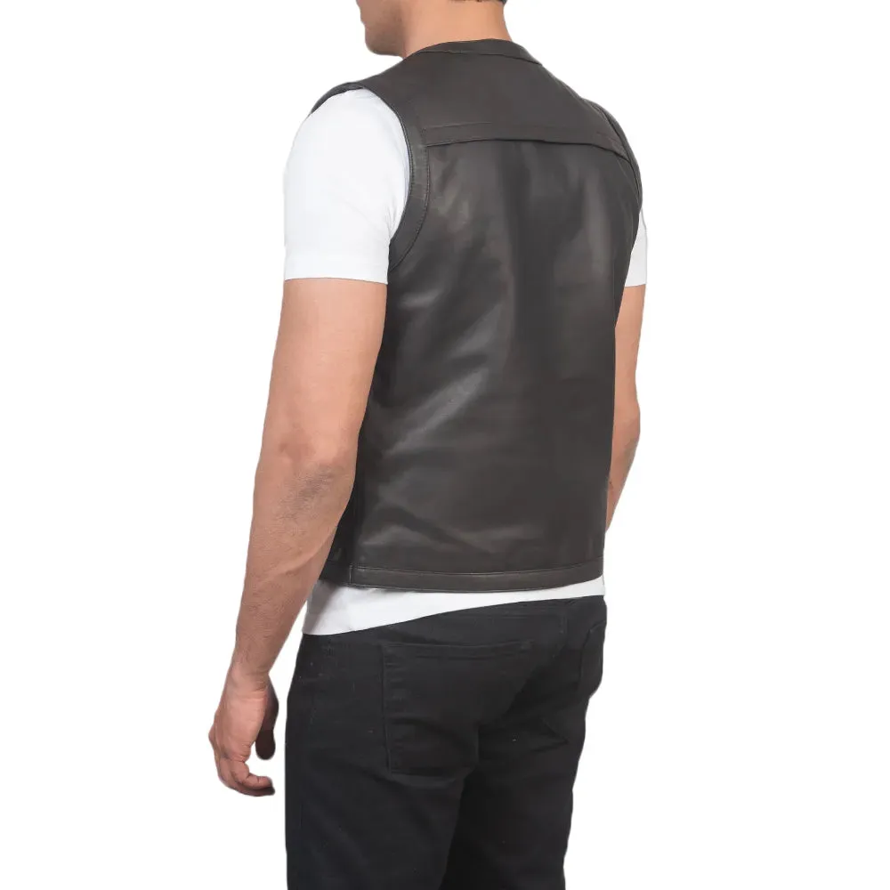 Mens Brown Leather Safari Vest