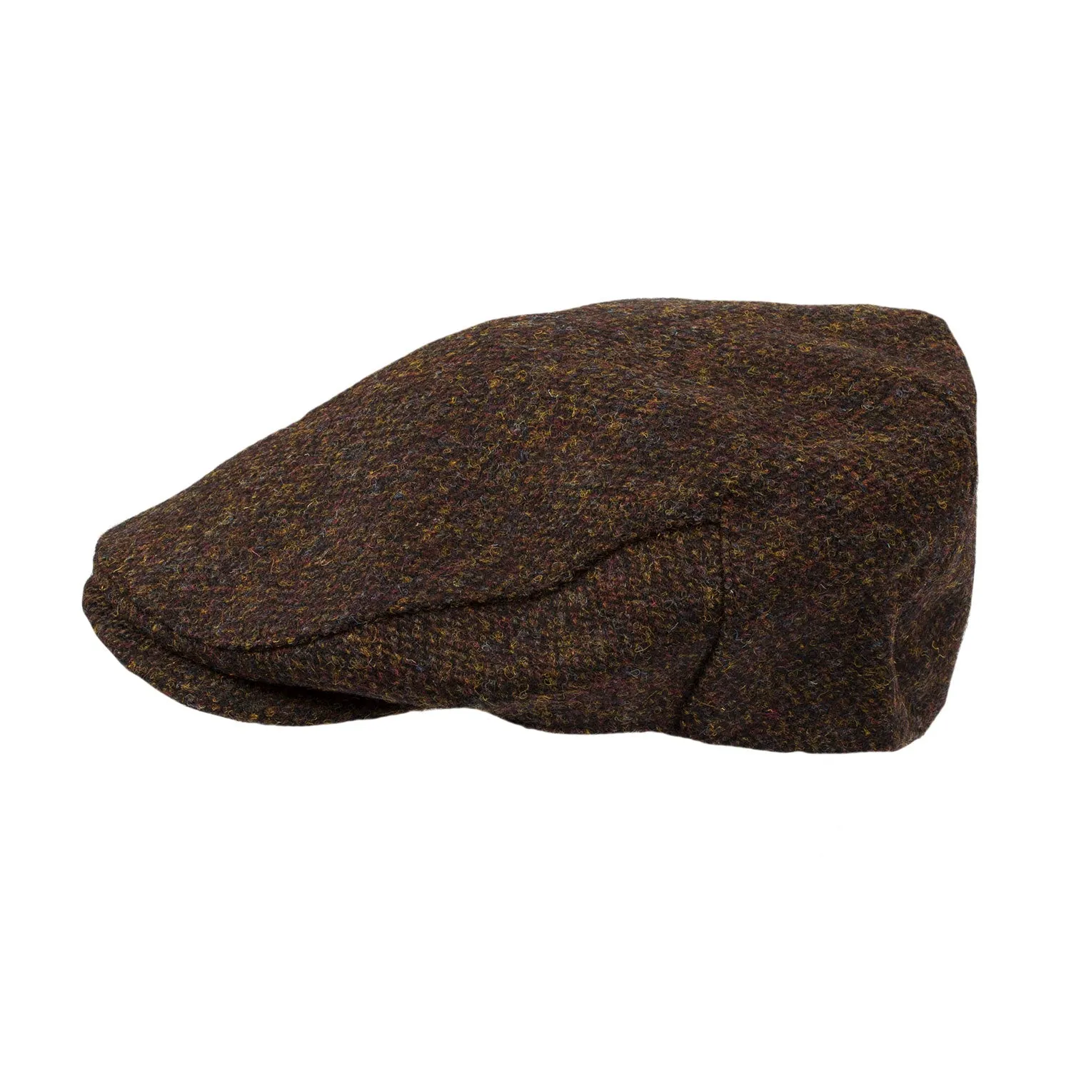 Men's Highland Harris Tweed Flat Cap Brown Barleycorn