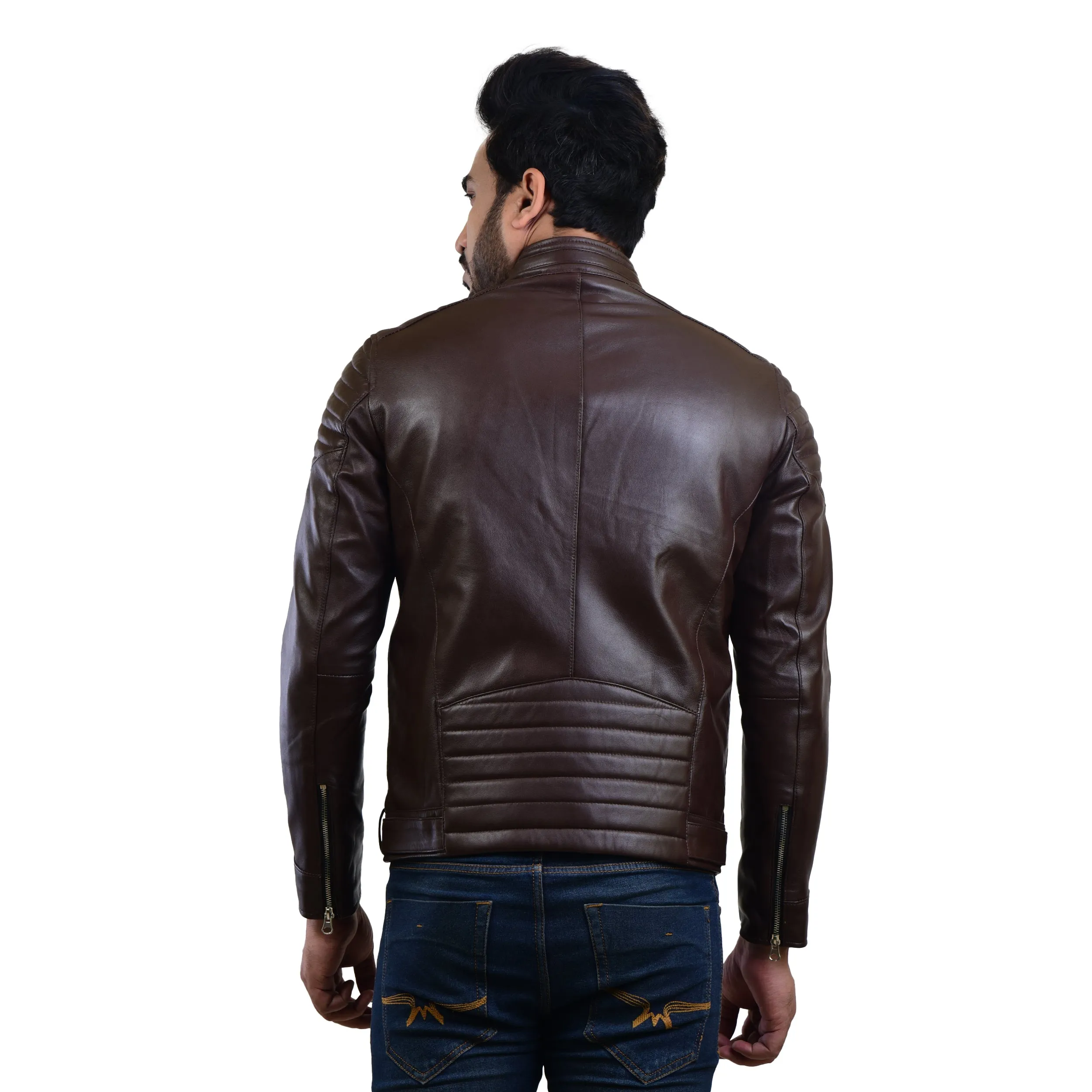 MENS LEATHER JACKET 410143(BROWN)