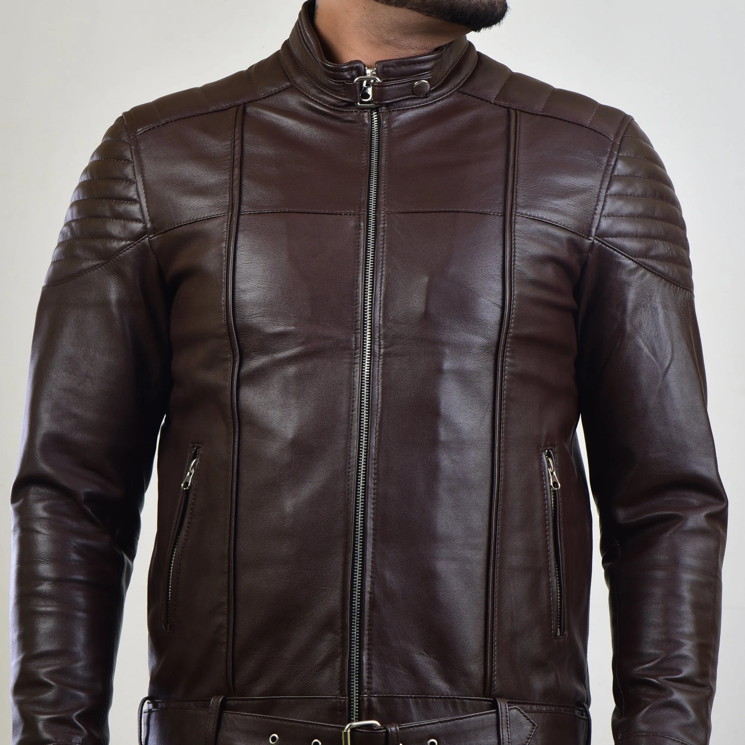 MENS LEATHER JACKET 410143(BROWN)