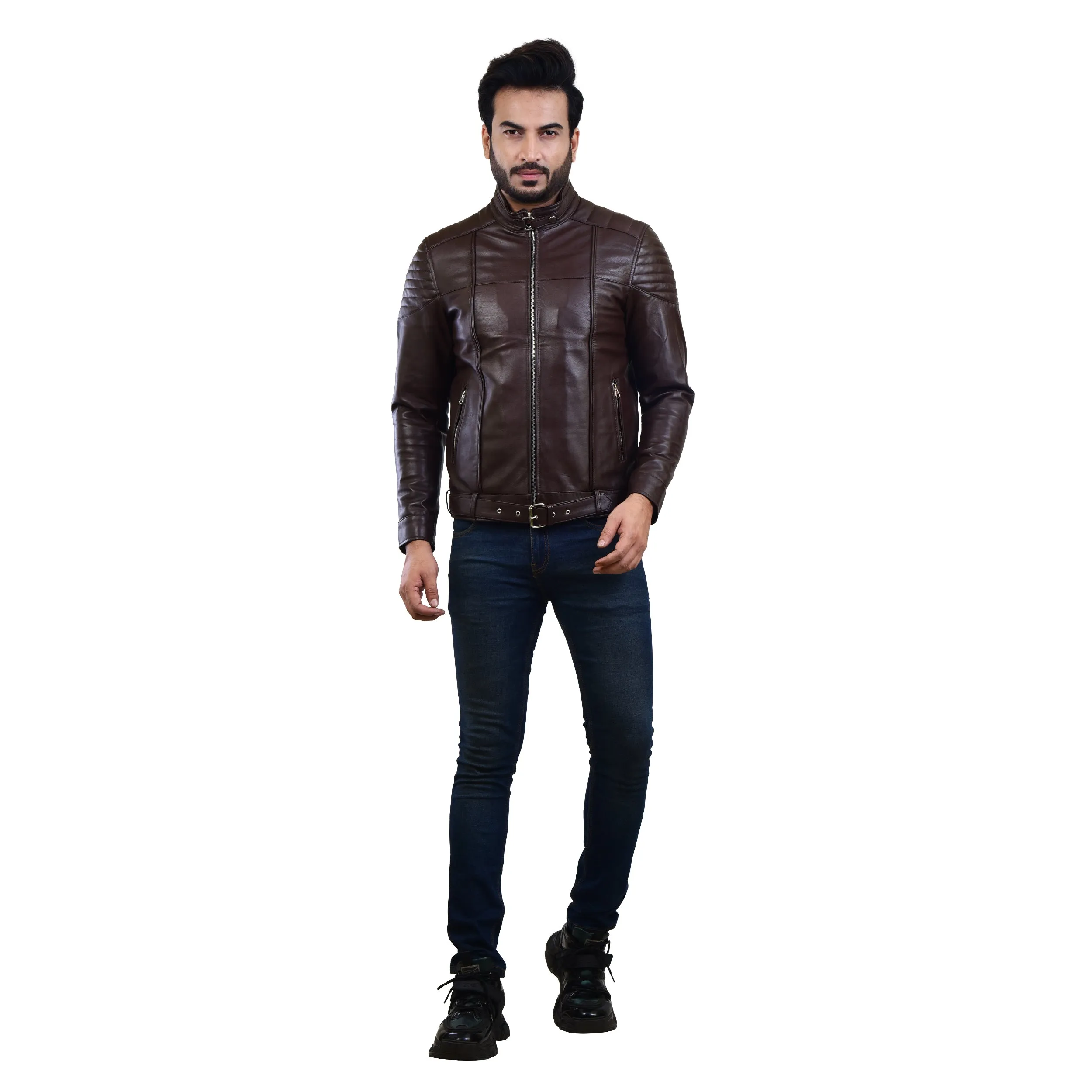 MENS LEATHER JACKET 410143(BROWN)