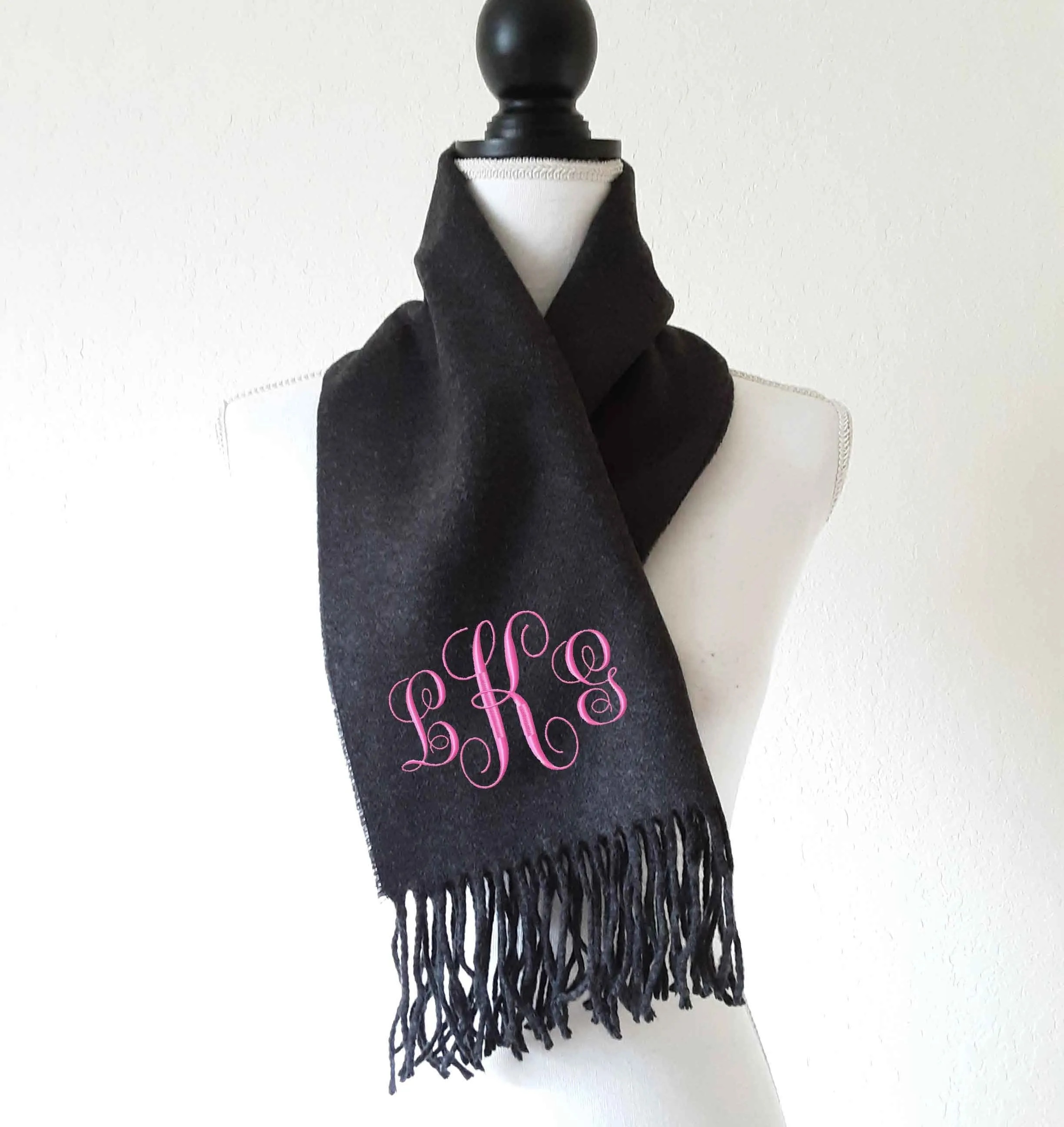 Monogrammed Cashmere Feel Scarf - Monogrammed Shawl, Bridesmaid Gift, Monogram S