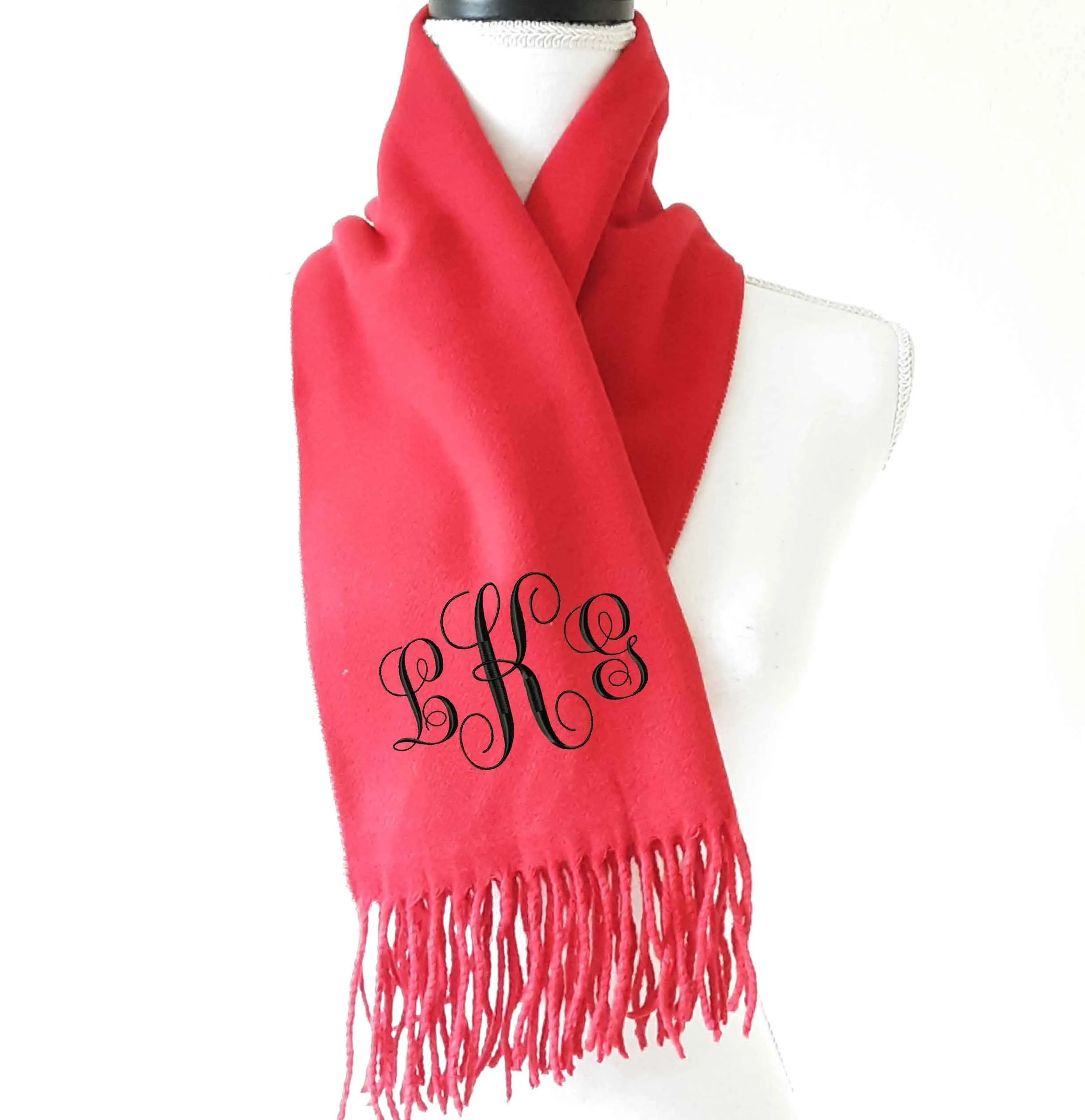 Monogrammed Cashmere Feel Scarf - Monogrammed Shawl, Bridesmaid Gift, Monogram S