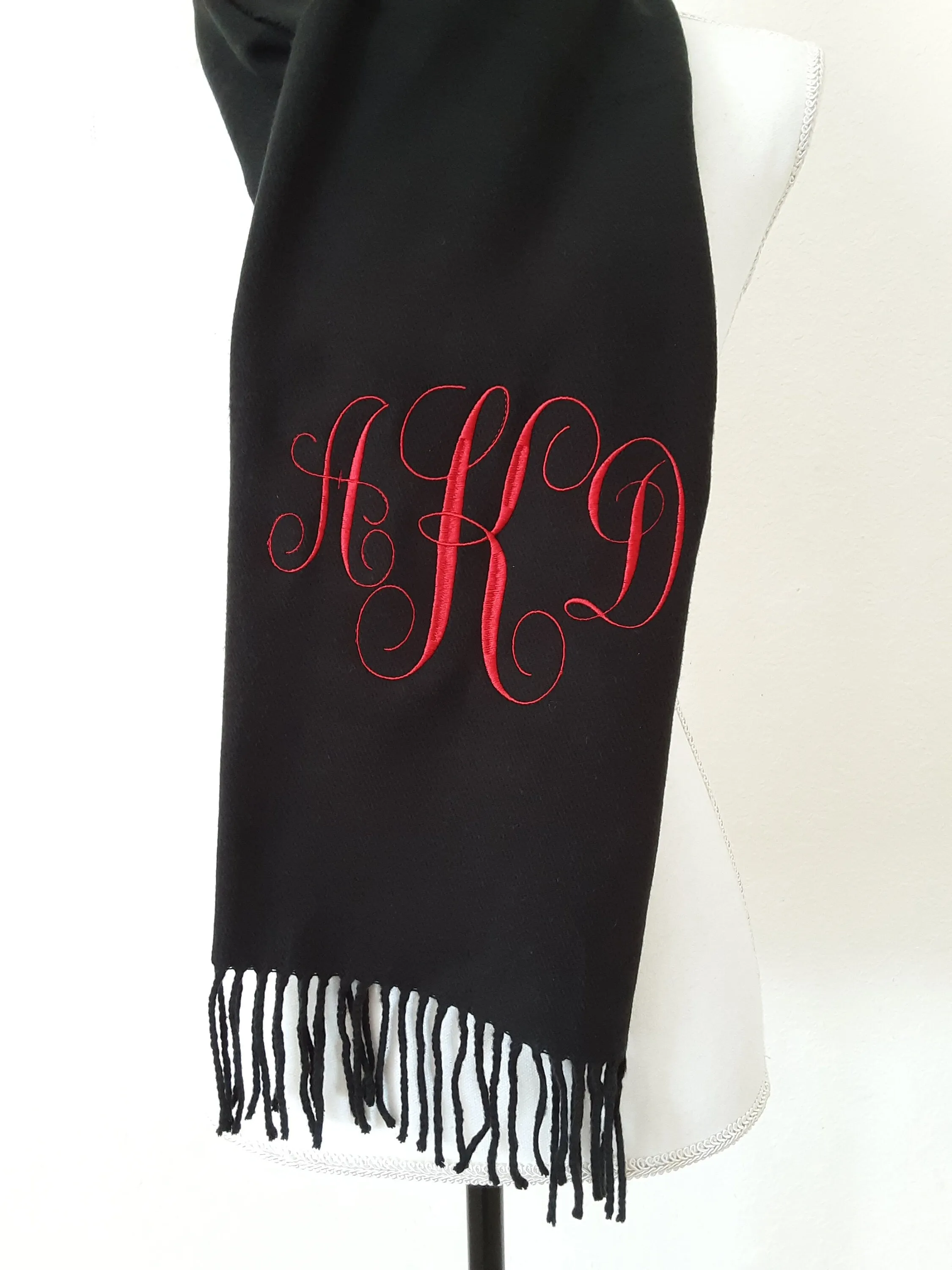 Monogrammed Cashmere Feel Scarf - Monogrammed Shawl, Bridesmaid Gift, Monogram S