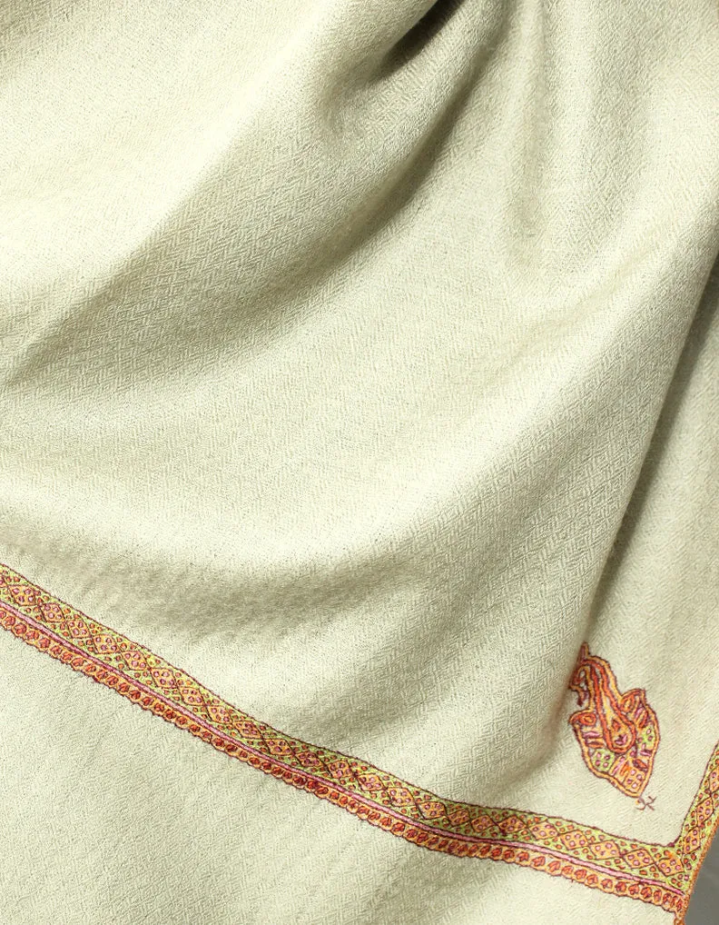 Natural Pashmina Shawl With Sozni Work 5777