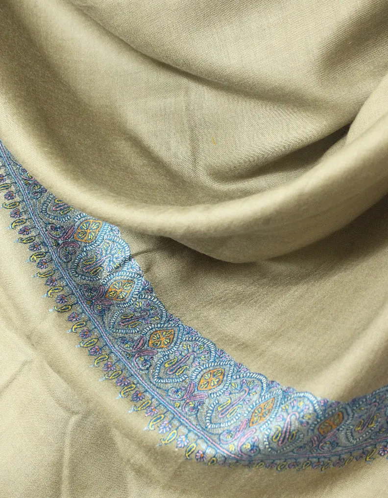 Natural Pashmina With Sozni Embroidery 5725