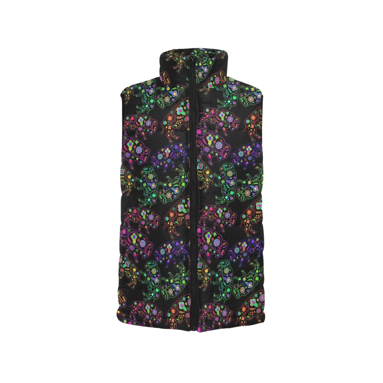 Neon Floral Buffalos Men's Padded Vest Jacket