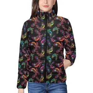 Neon Floral Eagles Women's Stand Collar Padded Jacket